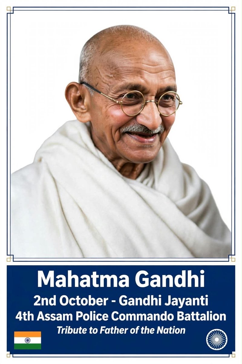 4thCDObn's tweet photo. Remember the father of nation, Mahatma Gandhi on his anniversary. His massage of truth peace and non-violence continues to inspire as 🙏🇮🇳 #cmo#assampolice#hardi-sing https://t.co/TkiAelsybP