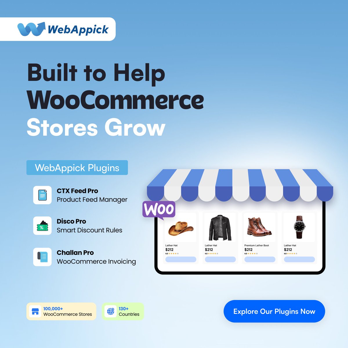 webappick's tweet photo. WebAppick builds WooCommerce plugins that simplify everyday store management and help businesses grow.
#WebAppick #WooCommerce #WordPress #WooCommercePlugins #eCommerceGrowth #CTXFeed #Disco #Challan https://t.co/GcyPuaBKe2