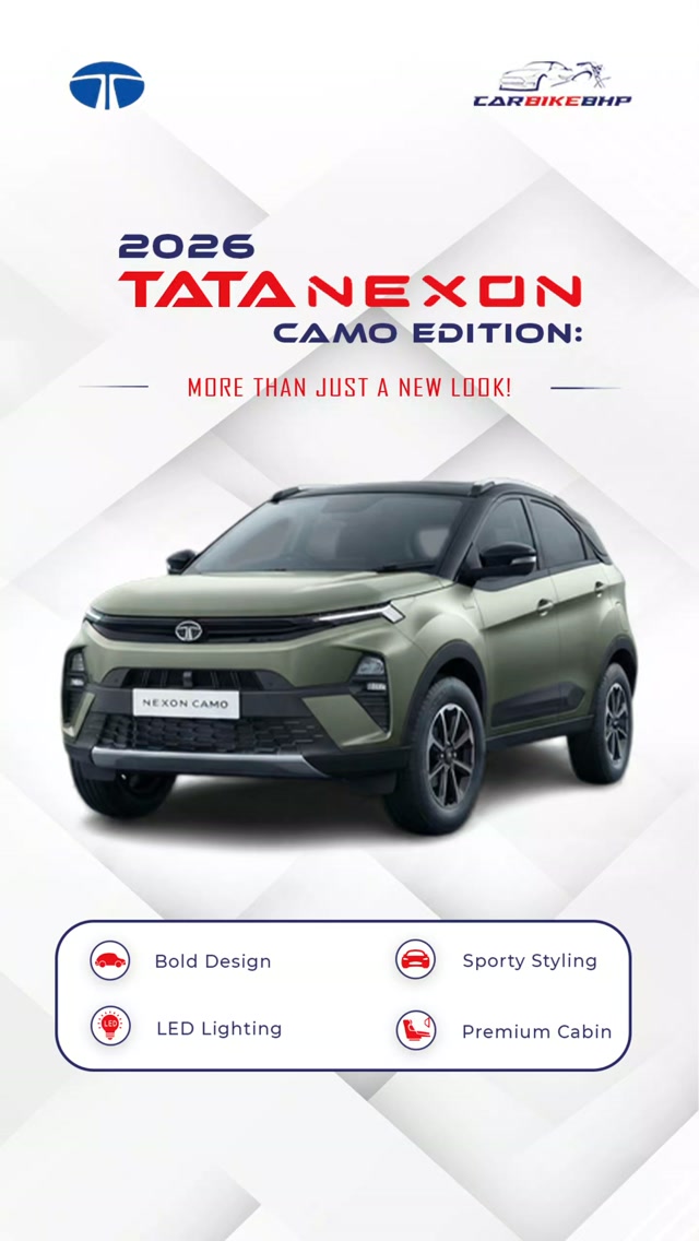 garycook67007's tweet photo. 2026 Tata Nexon CAMO Edition: More than just a new look! ₹9. 99L–₹13. 94L

Key highlights
• 7-function ADAS
• Integrated dashcam
• 12. 3" touchscreen
• 10. 25" digital cluster
• New Munnar Mist &amp; Coorg Cloud colors
• Ventilated seats
• https://t.co/PAAI9imCMC