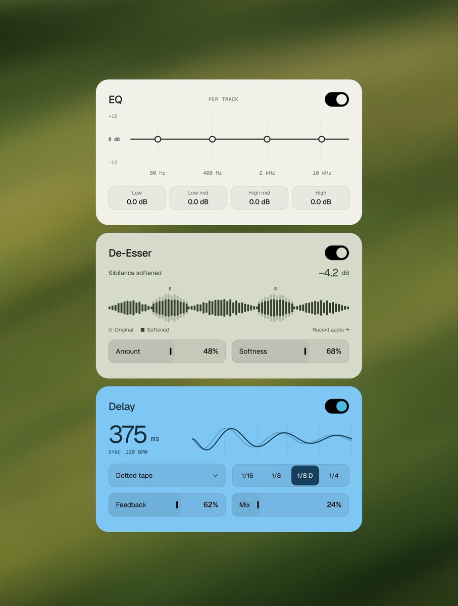 uri_ocallaghan's tweet photo. some UI components I’m creating for my music stems separation app

#buildinpublic #ui #ai #design https://t.co/8oO5seAW4h