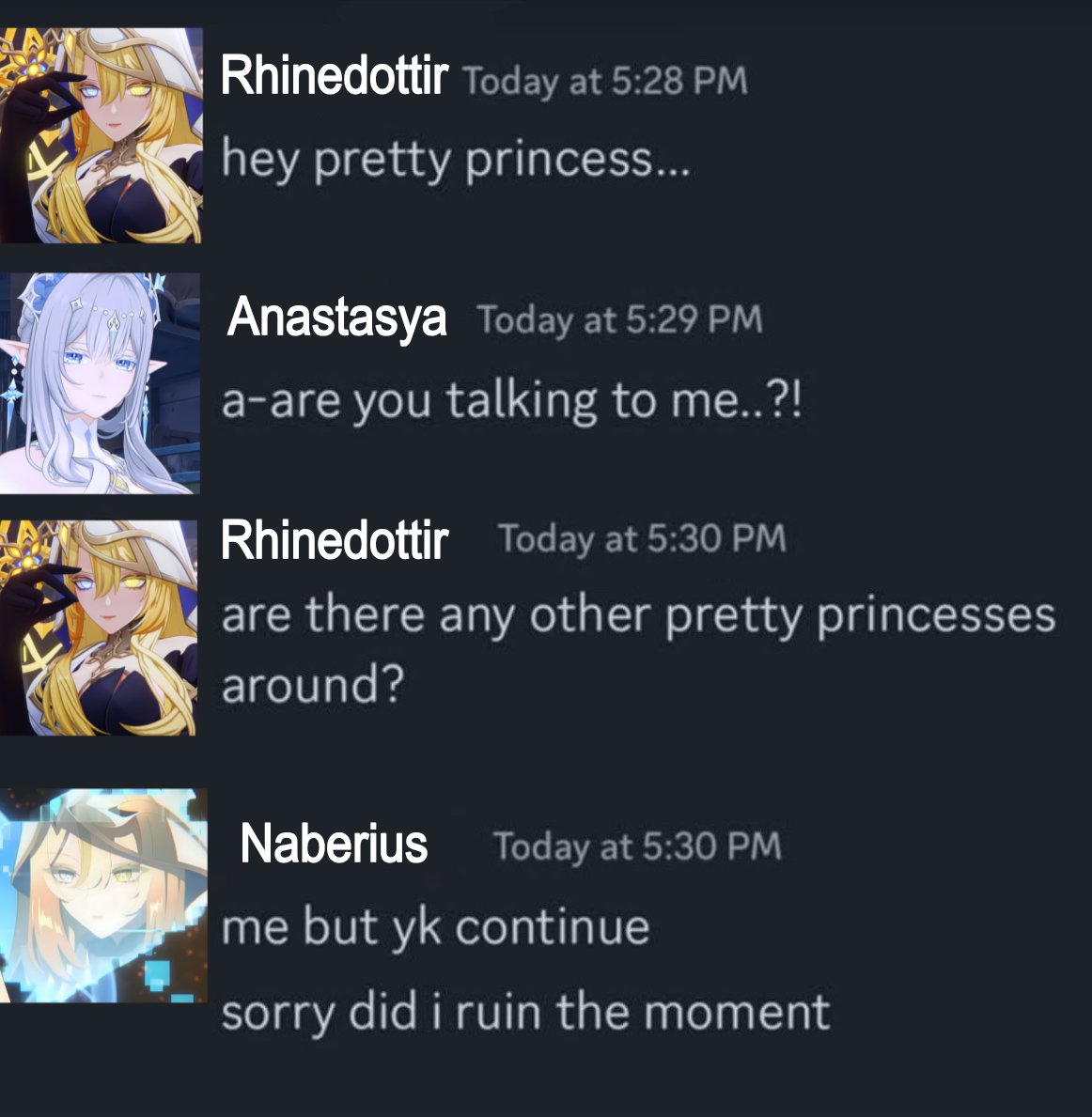 hourlytsaritsa's tweet photo. How the interactions between the Tsaritsa and Rhinedottir felt to me 😭
#tsaritsa #rhinedottir https://t.co/wz4C6urBRQ