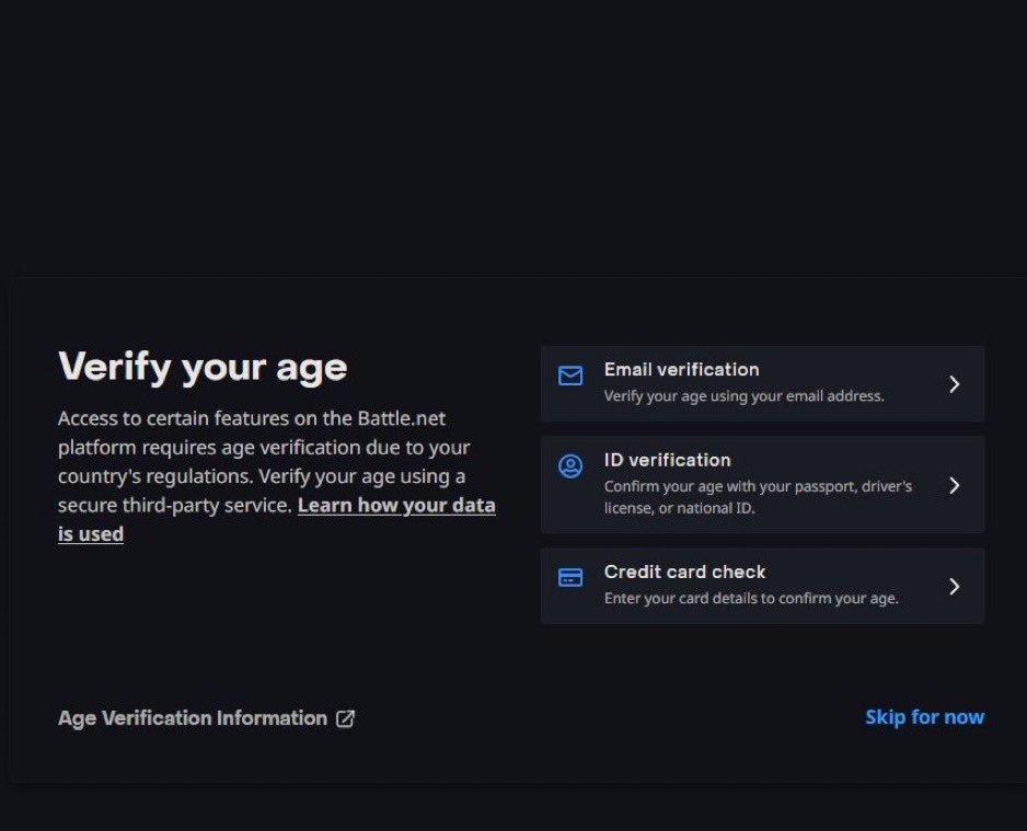 Pirat_Nation's tweet photo. World of Warcraft is asking some players in Australia to verify their age before using social features like chat and voice chat, including accounts around 20 years old.

Players testing the WoW: Forever beta are now seeing a warning saying age verification is required before they can use chat, voice chat and other social features. one Blizzard forum user said their 22-year-old account still requires verification.

Updated: This age verification is required only for Battlenet accounts in Australia (complying with the Australia Online Safety Act) and the UK (UK Online Safety Act), per Blizzard