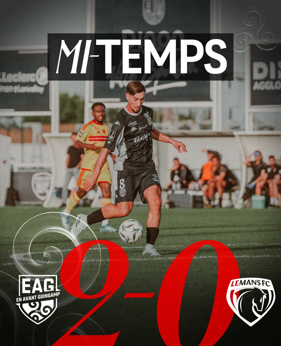 EAGuingamp's tweet photo. 45+2’ – ⏸️ C'est la pause au Clos-Gastel. Avantage En Avant après les réalisations de Florent Sanchez et Brandon Bokangu.

[2-0] #EAGLMFC https://t.co/Snr8biPH0z