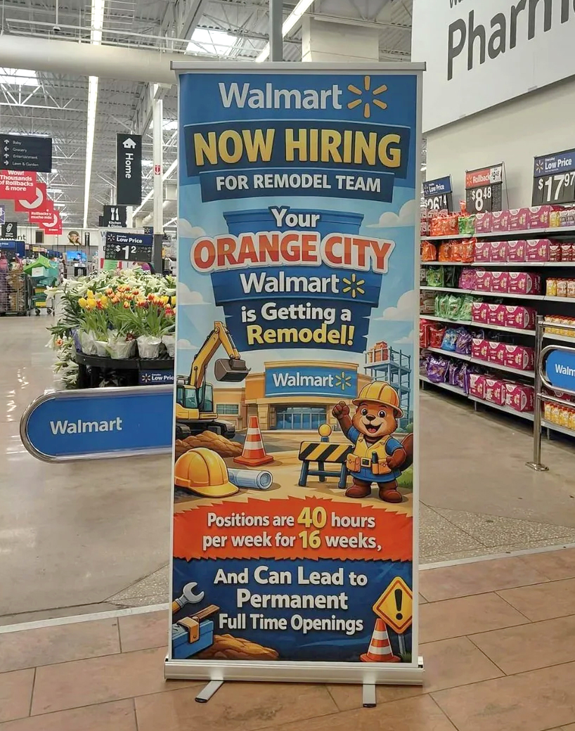 BurlingtonPress's tweet photo. A major retailer is reminding everyone that you don't succeed with sloppy, AI-generated designs.

Walmart just told its stores to stop putting up AI-created signs. Managers now have to order signage through the company's official catalog.

Take a look 👉 https://t.co/D9d6eaz89h https://t.co/BShbgqkRaf