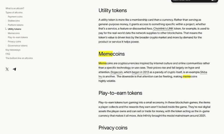 sheluvsblnkr's tweet photo. Sam Altman’s World project just also has an altcoin guide on https://t.co/GTZ7nJUFaQ, listing meme coins as one of the main types of altcoins  he even joked about launching his own cryptocurrency called “Alt-coin” back in 2017

https://t.co/TPsCQV0NYd

https://t.co/AAmhfVdW2r https://t.co/XyhNY9B6Bj