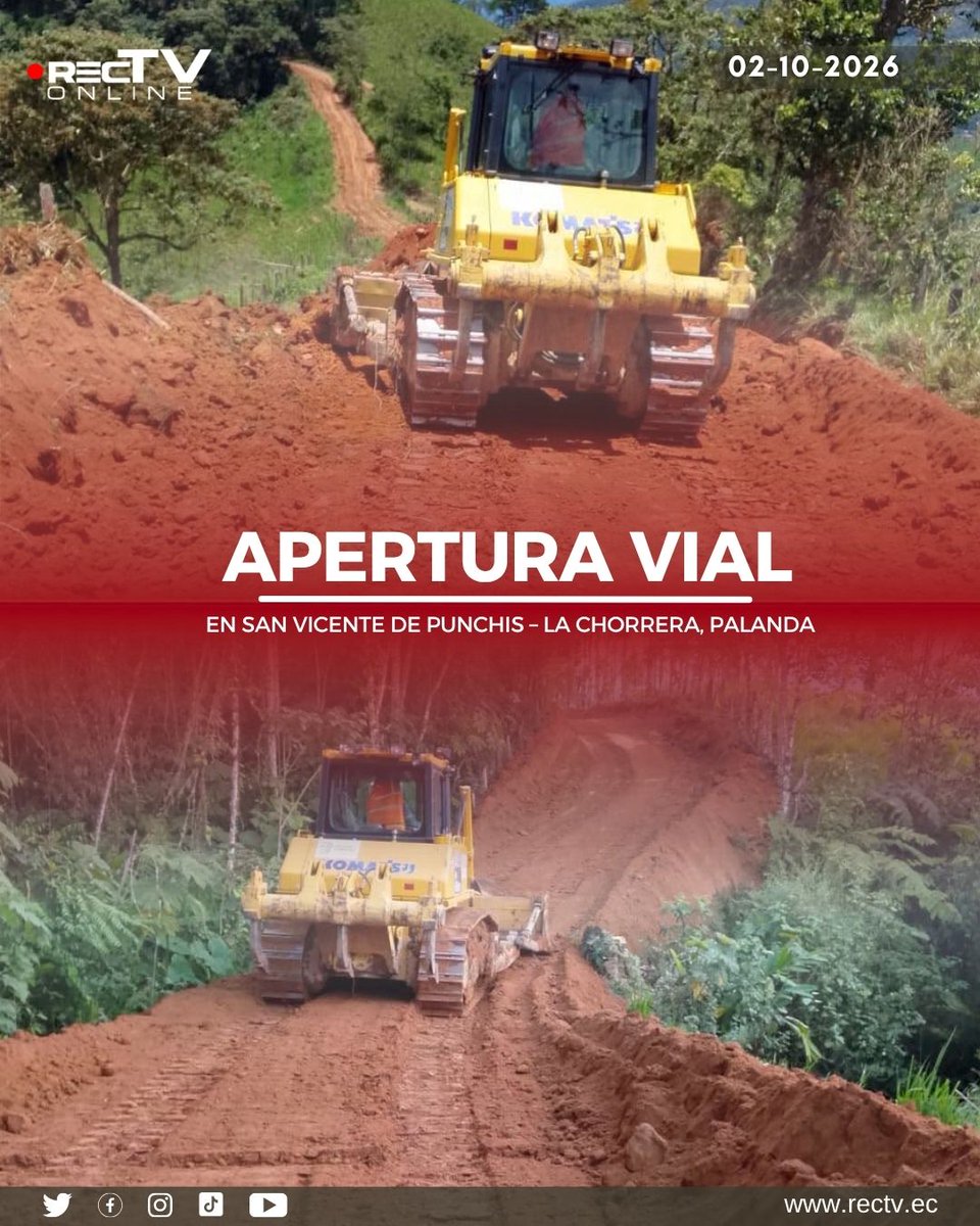 RecTVonline's tweet photo. #RecTv | La Prefectura de #ZamoraChinchipe, a través del Frente D, trabaja en la apertura de la vía San Vicente de Punchis – La Chorrera, en el cantón #Palanda, alcanzando 3,5 kilómetros de avance.
Esta obra mejorará la conexión y movilidad de sus habitantes. #RecTvNoticias https://t.co/2Q1PWfIt3q