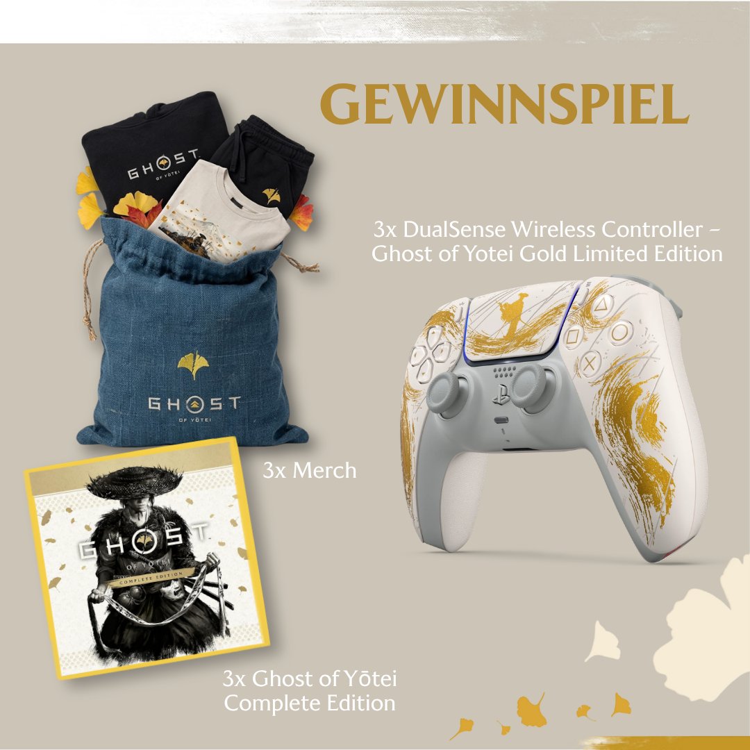 PlayStationDE's tweet photo. Ghost of Yōtei Gewinnspiel 🗡️
Wir verlosen 3 Ghost of Yōtei Pakete mit:

🎮 DualSense Wireless Controller – Ghost of Yōtei Gold Limited Edition
🧥 Merch Paket mit Hoodie, Sweatpants und T Shirt
⚔️ Ghost of Yōtei Complete Edition  

In den Kommentaren kommt ihr direkt zum Gewinnspiel. 👇