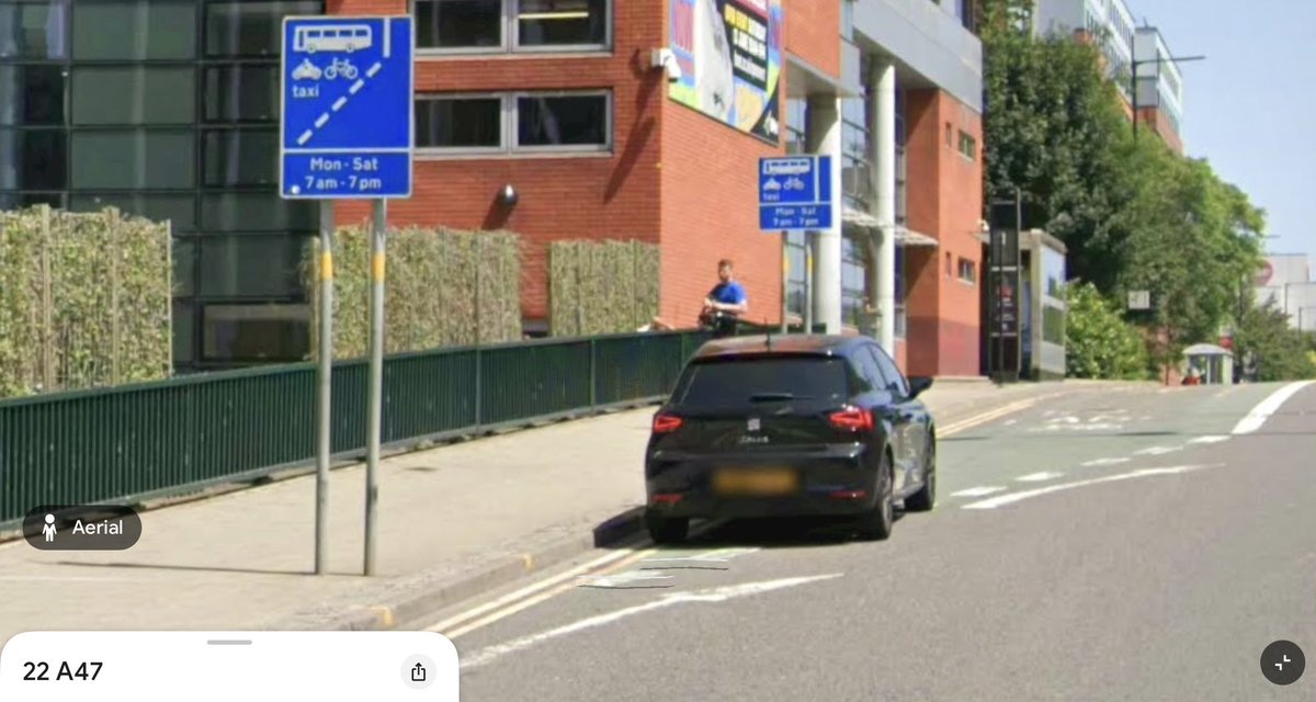 Bernardzno's tweet photo. @2wheelsgoodBrum Maybe explain to the viewers at home what this sign says as well whilst trying to justify riding in the position you were in. A full uninterrupted lane just for you ? https://t.co/REnW08bFh4