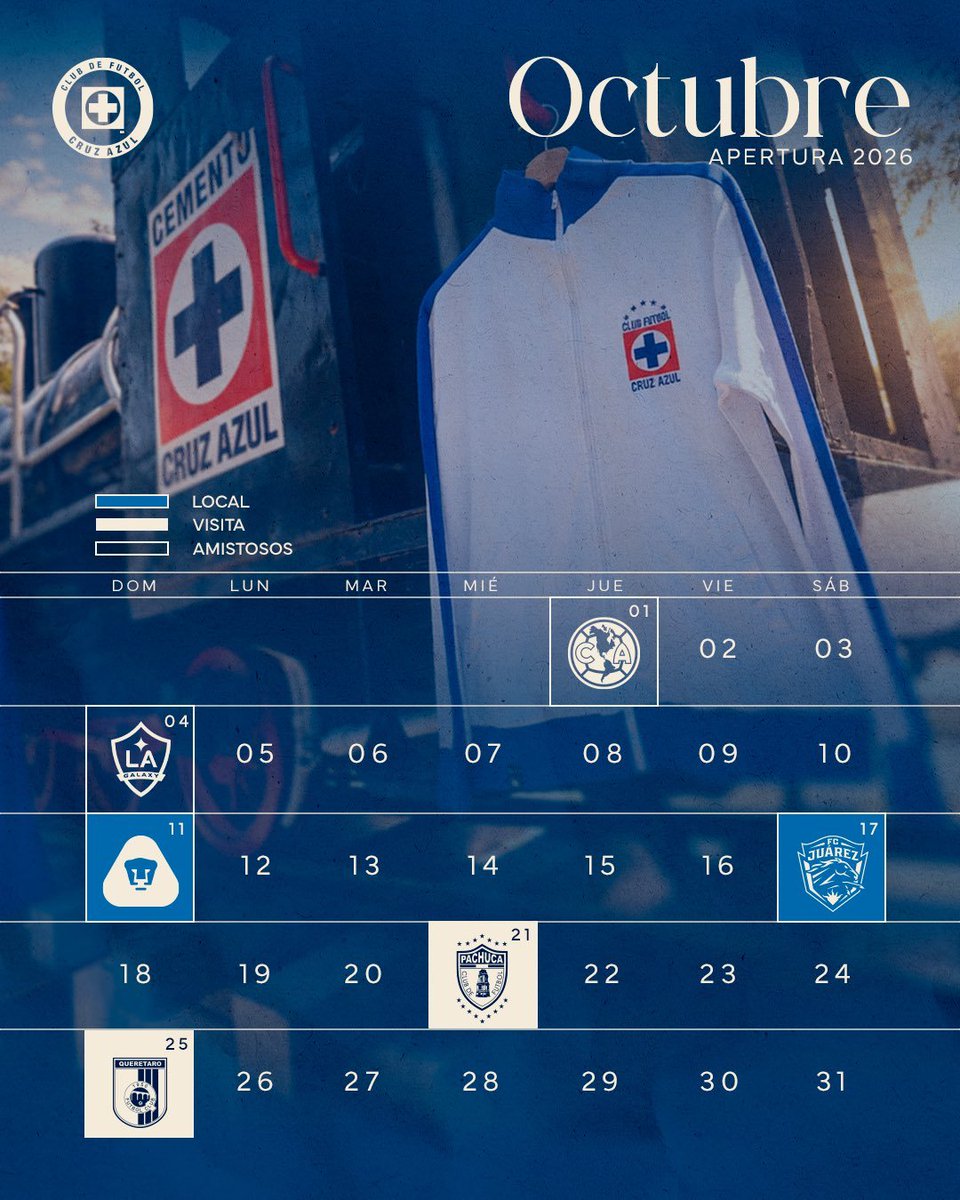 MXESTADIOS's tweet photo. El CM de Cruz Azul se papeó a los Pumas.
En su calendario del mes, puso que el juego del 11 de octubre en el Olímpico será como local. https://t.co/9UgqZD0TzH