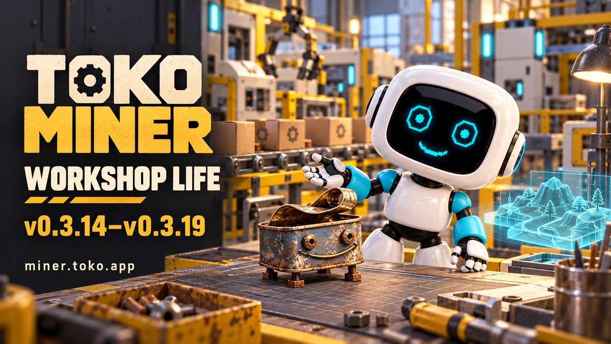 Toko_app's tweet photo. Toko Miner v0.3.19 is live! 🔧
Since v0.3.14: NFT crafting &amp; discoveries, Scraplings production, holographic maps, Robot hardware upgrades, detailed workshop machines, livelier chickens &amp; smoother conveyors.

Build your wonderfully unnecessary NFT empire.

https://t.co/bNHLvAeEnw https://t.co/nnlFxhByTD