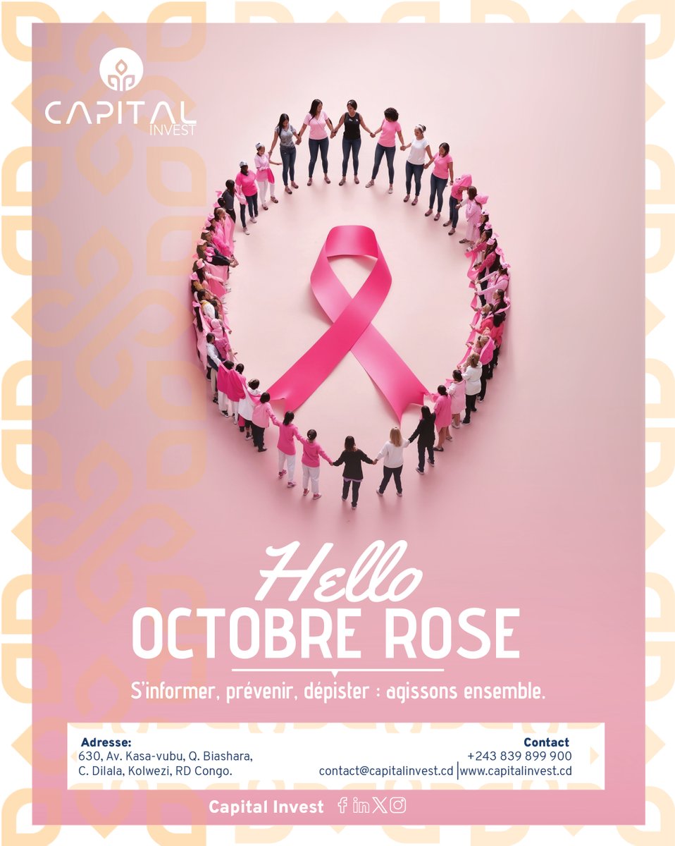 Capitalivst's tweet photo. 🎀 En Octobre Rose, CAPITAL INVEST vous encourage à vous informer, à prendre soin de votre santé et à faire de la prévention une priorité.

Prendre soin de soi, c’est aussi investir dans son avenir.

#CapitalInvest #OctobreRose #Prévention #Sensibilisation https://t.co/VnIZVB6pVk