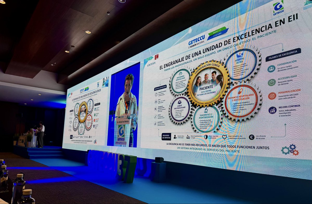 EIIPuertaHierro's tweet photo. Hoy en #GETECCU37, @MaribelVeraTW ha compartido cómo organizar una Unidad de Excelencia en #EII: el paciente en el centro y un equipo que trabaja como equipo.

Una forma de entender la EII que compartimos cada día en @DigestivoHUPHM 💙 Maravillosa 🙌🏻

@geteccu https://t.co/smJ72F7NtP