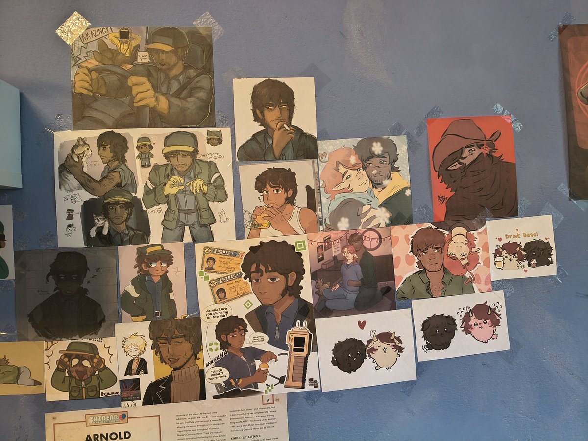 AshTheFool's tweet photo. showing my Arnold wall that i call a shrine. I love everyone who draws Arnold and i make sure to put their art on my wall 💜 https://t.co/350icDO2sT