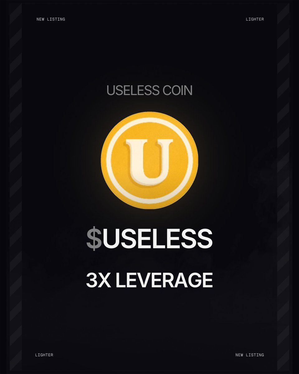 Lighter_xyz's tweet photo. New perp listing! You can now trade $USELESS on Lighter on Robinhood Chain at 3x leverage. https://t.co/5Ud6hhpKCa