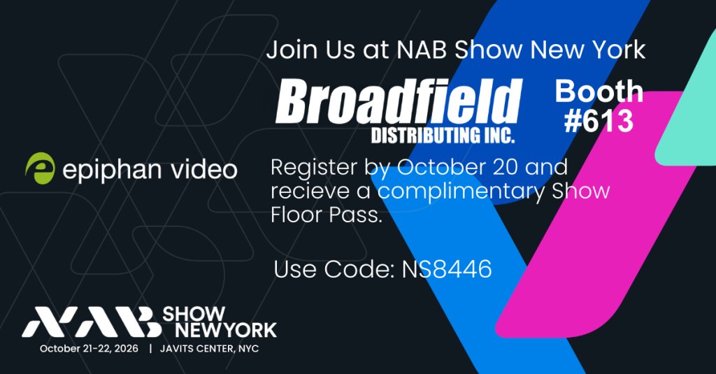 broadfieldsales's tweet photo. We will be exhibiting at NAB New York at Booth #613 on October 21-22, 2026, and will be joined by @EpiphanVideo. Come check out their lecture-based capture and streaming solutions.
Register for free with code NS8446 👇
https://t.co/BbzEZlo7yk
#NABNY #NABNY2026 #Epiphan #ProAV https://t.co/c3iViBuy01
