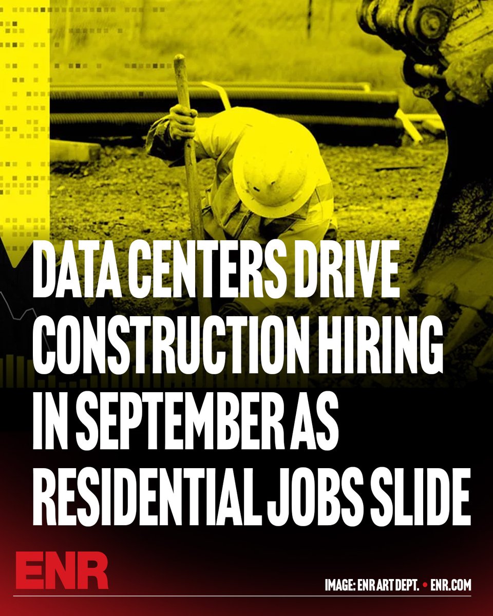 ENRnews's tweet photo. 📈 Construction’s labor market is splitting in two. 📉
➡️ Read More: https://t.co/oNTPI9rPix
▪️Image: ENR
#ConstructionWorkforce #DataCenters https://t.co/aOSs3XoB5f