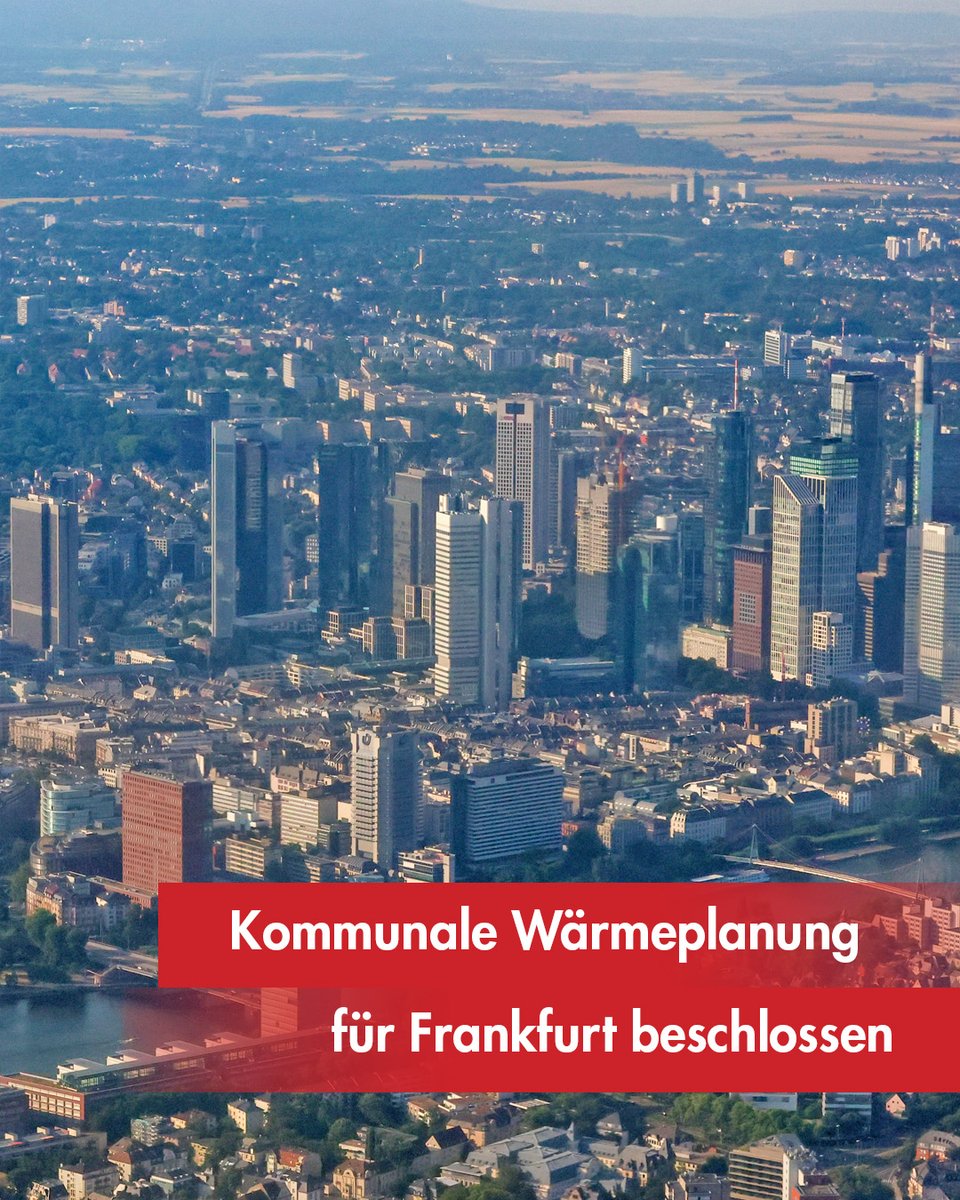 Stadt_FFM's tweet photo. 🌞 🌡 🏘  Mit dem Stadtverordnetenbeschluss zur kommunalen Wärmeplanung steht der strategische Fahrplan zur klimaneutralen Wärmeversorgung der Zukunft.  

Mehr Infos 👉 https://t.co/JBnM2NBhLK https://t.co/LFkBy5Ducc