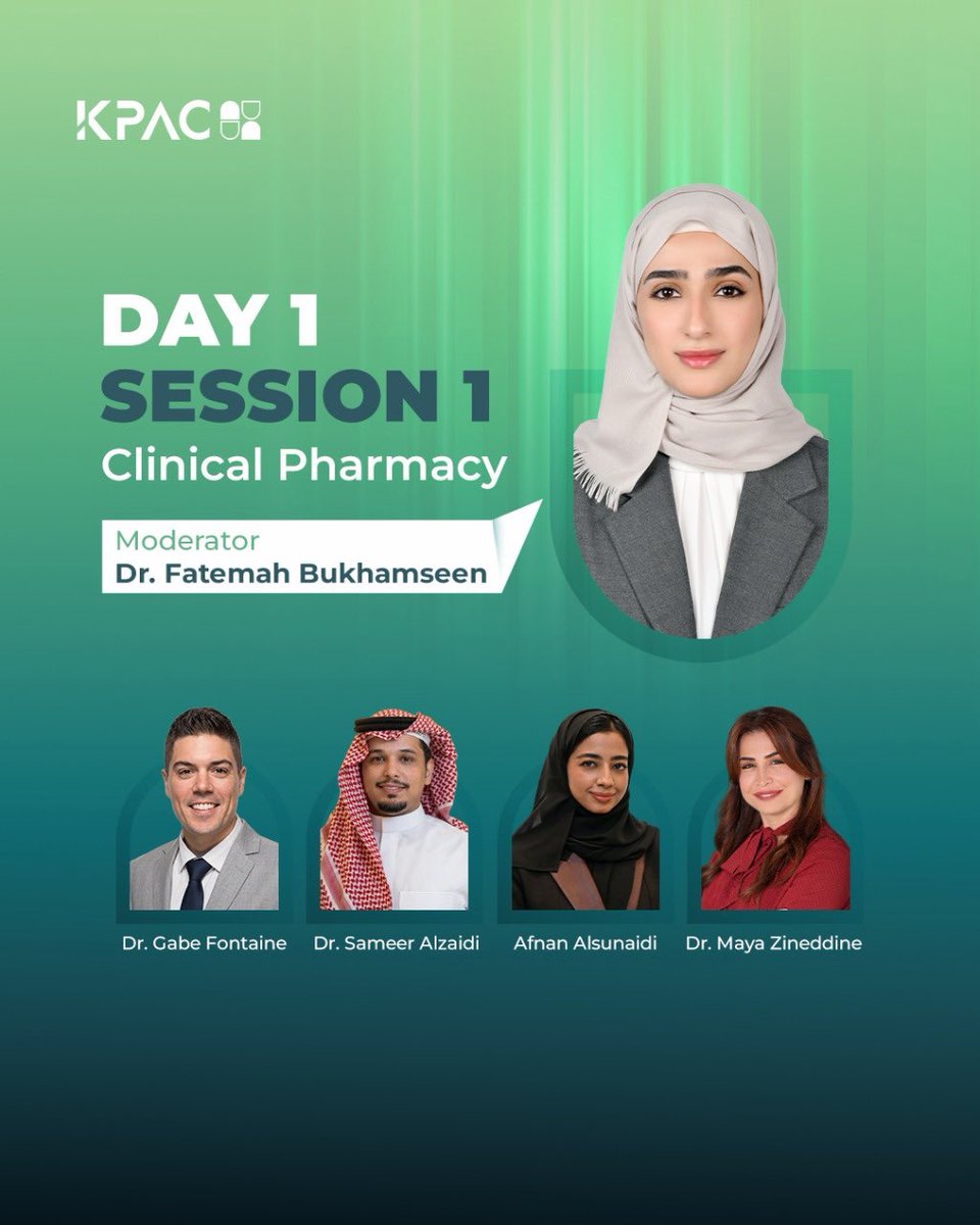 KPAC_Kwt's tweet photo. KPAC 2026 | DAY 1 β SESSION 1: CLINICAL PHARMACY
Meet the moderator and speakers of our Clinical Pharmacy session at KPAC 2026.
π
Day 1 | 16 October 2026
π Sheikh Jaber Al-Ahmad Cultural Centre
#KPAC2026 #PharmacyInMotion https://t.co/ogKASOqoZU