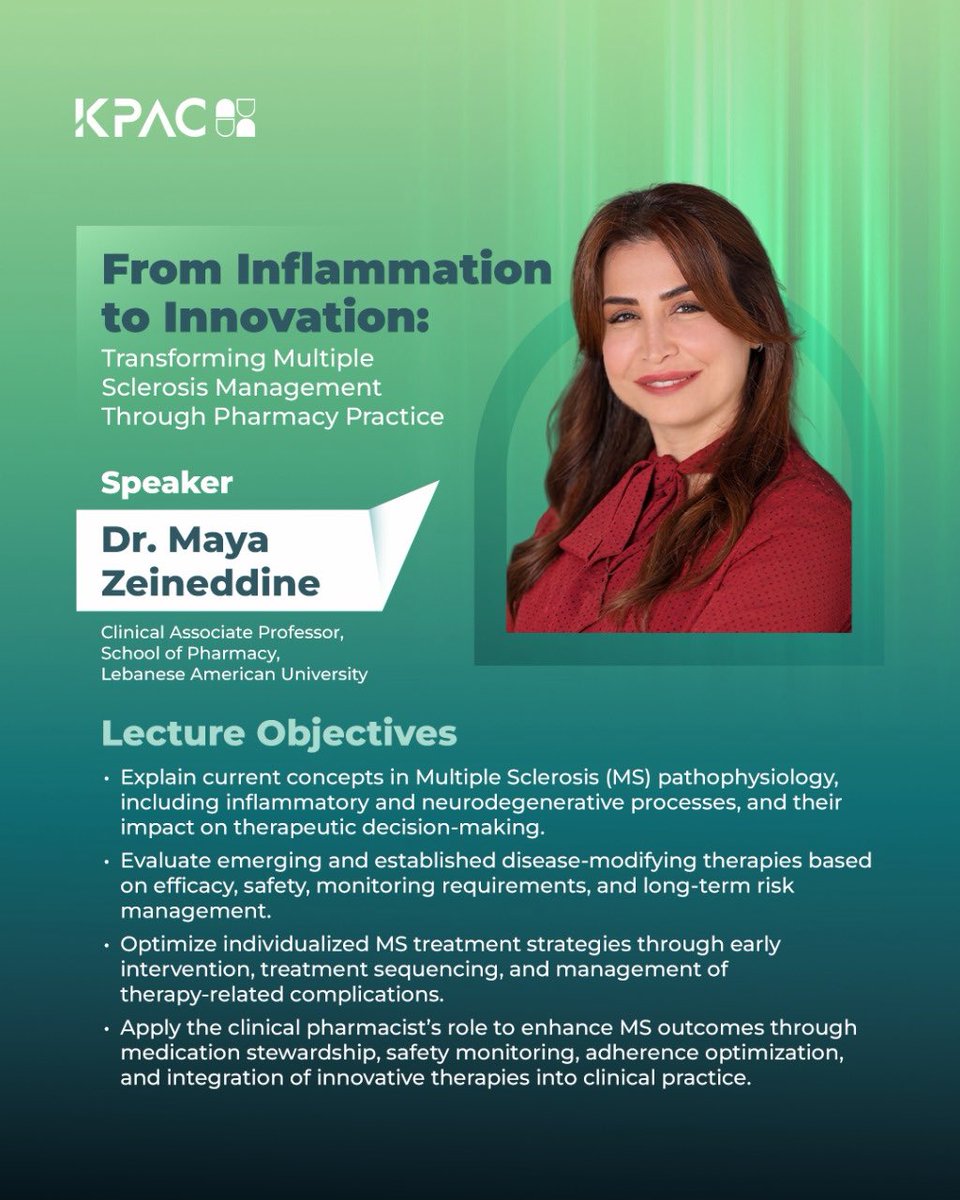 KPAC_Kwt's tweet photo. KPAC 2026 | DAY 1 β SESSION 1: CLINICAL PHARMACY
Meet the moderator and speakers of our Clinical Pharmacy session at KPAC 2026.
π
Day 1 | 16 October 2026
π Sheikh Jaber Al-Ahmad Cultural Centre
#KPAC2026 #PharmacyInMotion https://t.co/ogKASOqoZU