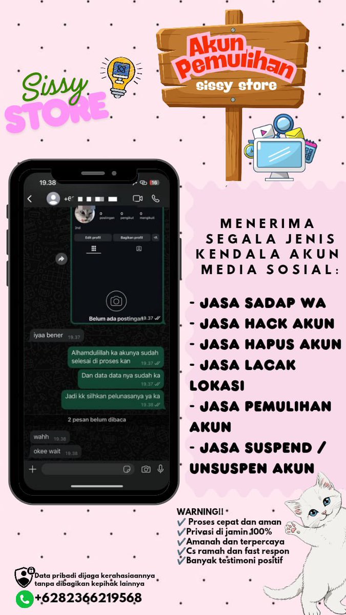 W1Michelle's tweet photo. ALL JASA

✅JASA HAPUS AKUN 
✅JASA PULIHKAN &amp; BALIKIN AKUN LUPA PASWORD/KE HACK
✅JASA LACAK LOKASI
✅JASA SADAP WA
✅RESET HP
✅JASA LACAK HP BY NO HP / IMEI
✅JASA HACK/PEMULIHAN AKUN
(EMAIL,IG,WA,TWITER/X,
FB,TIKTOK,LINE,TELEGRAM)

YUK BAGI YANG BERKENDALA AKUN BISA 🫶 https://t.co/iXjIObadii