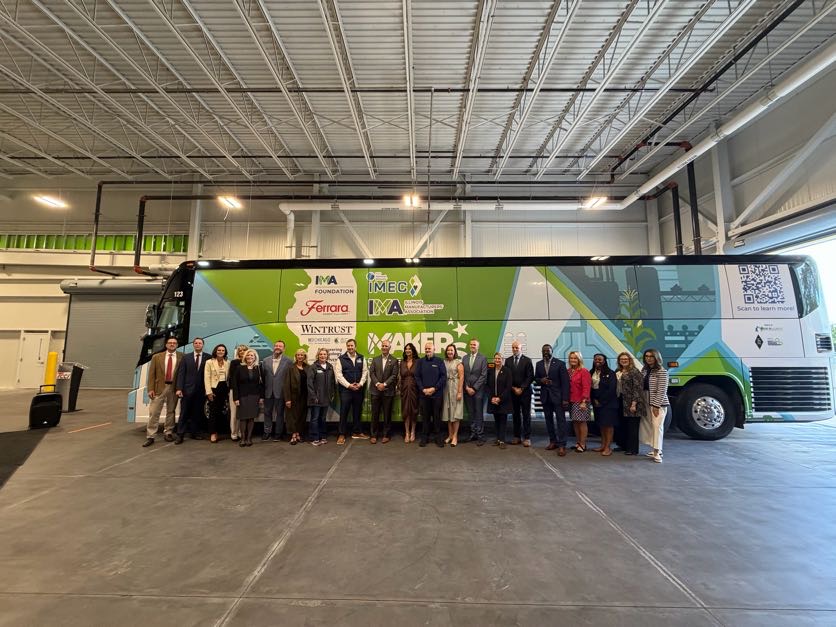 IMA_Today's tweet photo. Happy Manufacturing Day! We’re kicking off the 2026 #MakersOnTheMove statewide bus tour at @TCCI_Mfg  new Climatic Center for Innovation & Research and taking the bus through their climatic wind tunnel! A fitting start to a tour celebrating Illinois manufacturing, innovation and the people moving our industry forward.

#MFGDay26 #MadeInIllinois #MakersOnTheMove