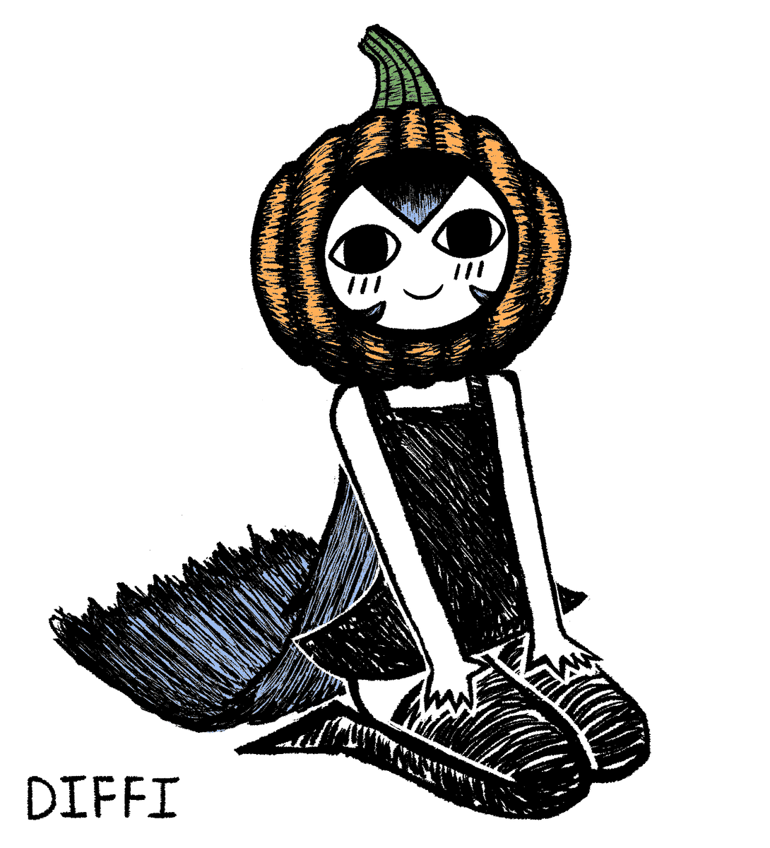 Thatisdifficult's tweet photo. "At last, she completed her pumpkin helmet." https://t.co/hUZSws9Wjs
