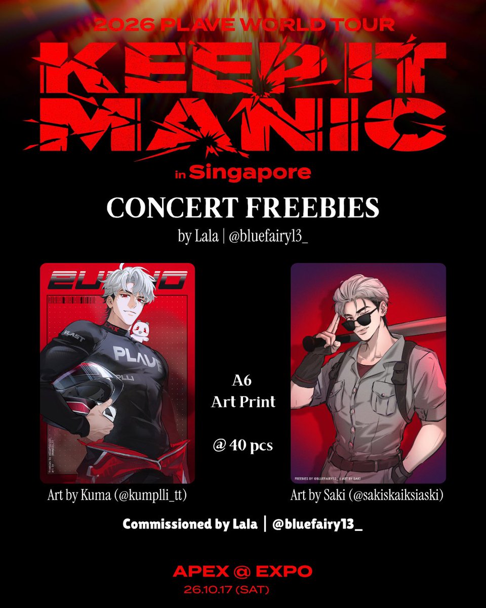 bluefairy13_'s tweet photo. 2026 PLAVE World Tour [KEEP IT MANIC] in Singapore

✨️ Concert Freebies ✨️

🗓 : Saturday, 17 Oct 2026 
📍 : APEX@EXPO 
⏰️ : TBA
Time &amp; exact location will be announced the day of!

Would love to meet you PLLI 🤍 — come say hi if you spot me! 👋
Feel free to claim ^_^ https://t.co/xbse9Xxjkl