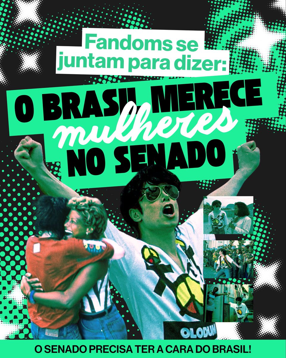 mjculturebrasil's tweet photo. 🚨#MJCidadania | A mensagem de justiça e igualdade do Rei do Pop não foi feita apenas para ficar nos discos, exige ação. 

Fãs com consciência de classe sabem que a política tem de refletir a sociedade. 

Não faz sentido que as mulheres sejam a maioria da população e continuem sub-representadas na política. Juntamo-nos a este movimento com uma exigência clara: O BRASIL MERECE MULHERES NO SENADO. 

O Senado precisa ter a cara do Brasil e nós apoiamos esta causa a 100%! 

🇧🇷👑✊🏽
@MidiaNINJA