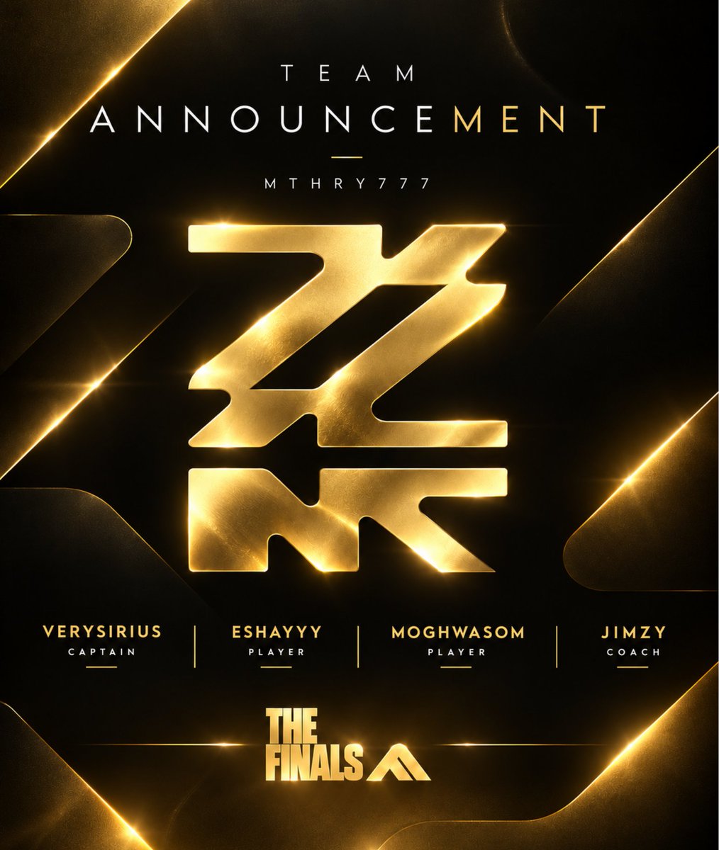 MTHRYesport's tweet photo. THE MOON THEORY | FIRST ROSTER 

The Moon Theory is proud to officially welcome our first professional roster.  

The 777Rs have joined us under the Moon Theory banner and will compete as MTHRY777 at The Grand Major 2026 in Sweden.  

We are proud to have them represent Moon Theory on the world stage and excited to see what they accomplish together.  

MTHRY777 
VerySirius - Captain @vsxrius
Eshayyy @Eshay_TF
Moghwasom @Mghwasom 
Jimzy - Coach @qjimzy

Our first team. 
Our legacy roster. 
Welcome to The Moon Theory. 

#MTHRY777 #TheMoonTheory #THEFINALS #TGM26