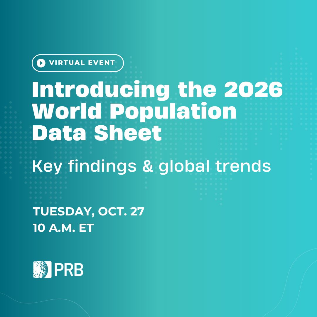 PRBdata's tweet photo. The World Population Data Sheet is back! 🌍 Join PRB's experts Oct. 27 at 10 AM ET to explore key findings from the 2026 edition, including a special focus on gender equality and well-being. Register: https://t.co/fjtsOcuWsa https://t.co/MUrkSzduCJ