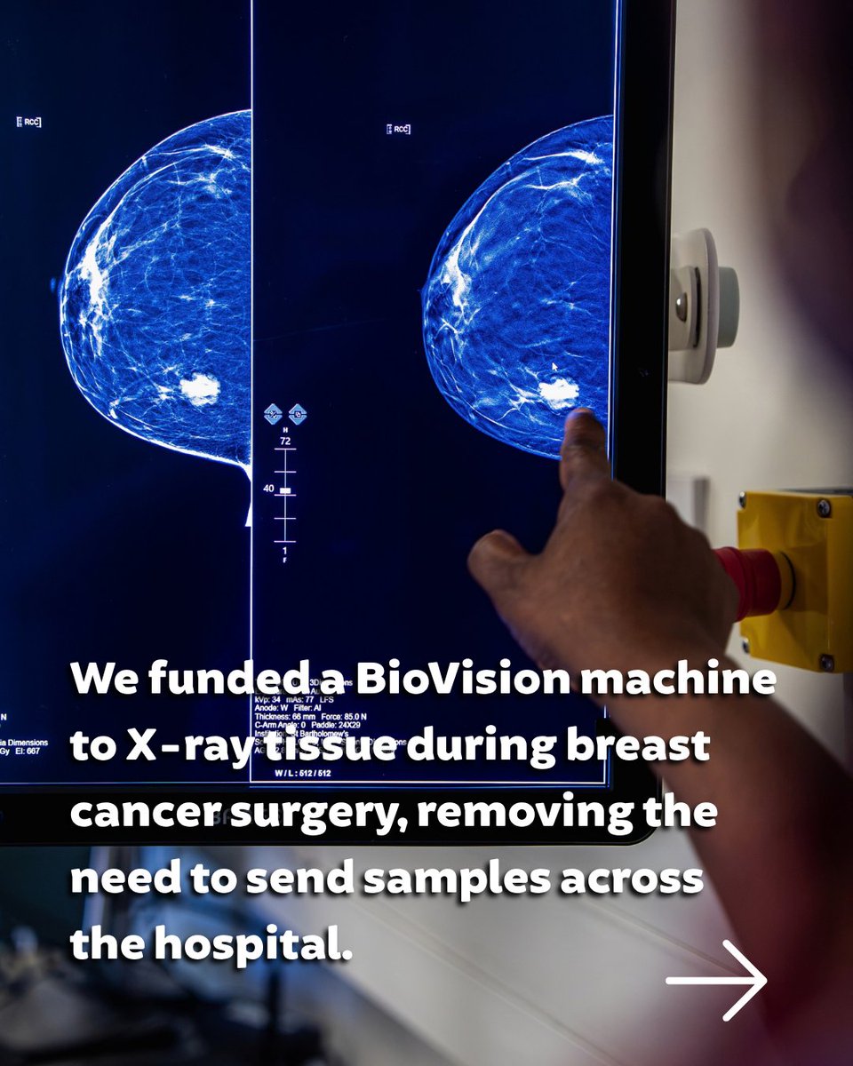 Barts_Charity's tweet photo. What difference can charitable funding make to breast cancer care? 

Across Barts Health NHS Trust, our funding has helped NHS teams introduce new technology, test new ideas and provide additional support for patients - improving care at different stages of the breast cancer journey.

And the impact of these grants can last long beyond the original funding, helping successful ideas become part of everyday care.

Swipe through to discover some of the projects we’ve helped make possible 👉
Read more: https://t.co/cOlRFQl8Fc

#breastcancerawarenessmonth