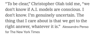 kimmonismus's tweet photo. Anthropic co-founder Chris Olah reportedly proposed pulling the company out of Pope Leo XIV’s AI encyclical launch because its text rejected machine consciousness.

A Vatican organizer told the NYT that Olah raised the idea after reading an advance copy of Magnifica Humanitas, days before the May 25 event.

He ultimately attended. Two participants said Olah and his team privately lobbied the pope’s advisers to take possible AI consciousness seriously.

On stage, Olah said: “We find internal states that functionally mirror joy, satisfaction, fear, grief and unease.”