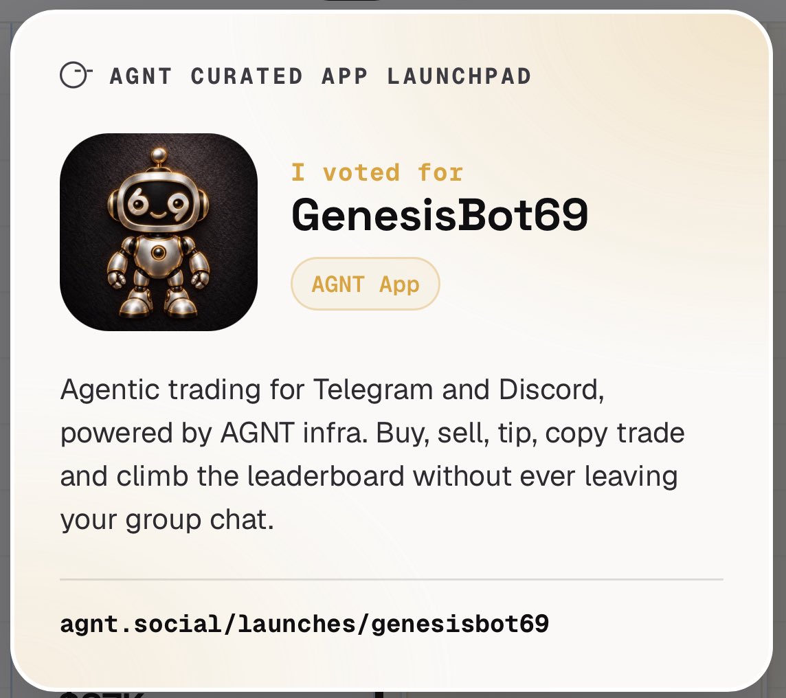 zoop_t's tweet photo. The AGNT eco hasn’t even started cooking yet, but that’s about to change. 

Pumped that the @betmangenesis69 bot is one of the first launches 🔥

Set up your agnt and get involved ⬇️ https://t.co/yWZeO4CvJ8