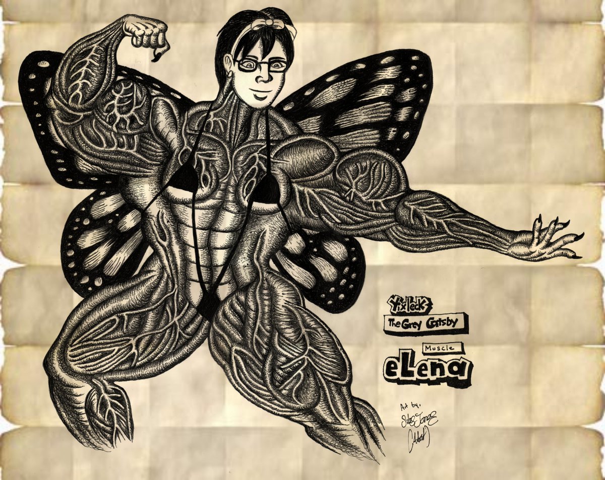 artzilla07's tweet photo. Drawing of @yixleck as "eLena Muscle" (with butterfly wings) ✍️🖌🖼🏋‍♀️💪🏳️‍🌈🦋 https://t.co/kMvYv9lHLj