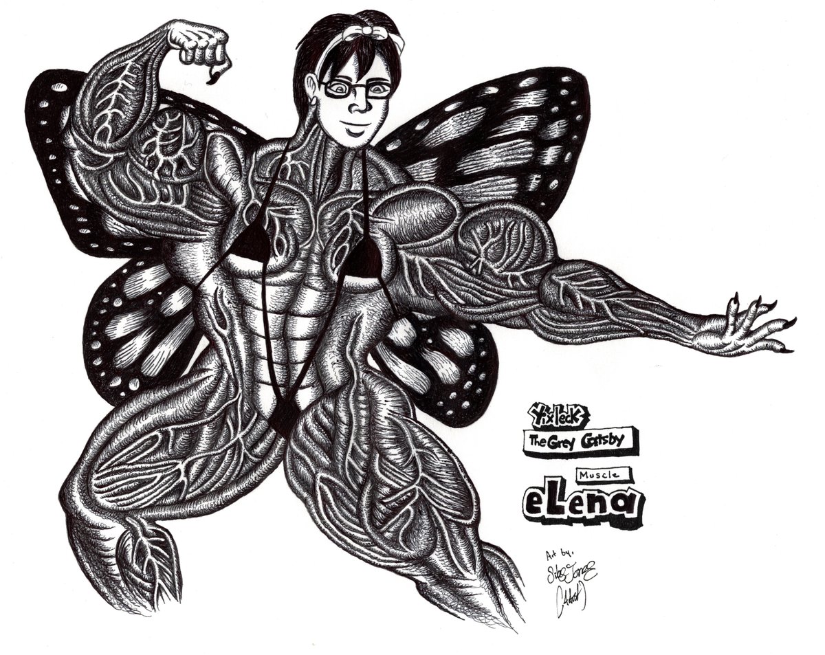 artzilla07's tweet photo. Drawing of @yixleck as "eLena Muscle" (with butterfly wings) ✍️🖌🖼🏋‍♀️💪🏳️‍🌈🦋 https://t.co/kMvYv9lHLj