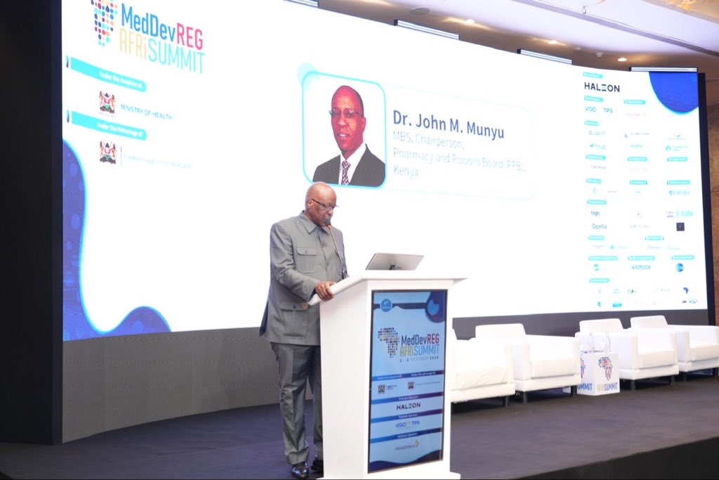 ppbkenya's tweet photo. Chair Calls for Stronger Regulatory Collaboration in Africa

Pharmacy and Poisons Board Chairperson Dr. John M. Munyu, MBS, has called for stronger regulatory collaboration and harmonisation across Africa to improve access to safe, quality, effective and affordable health products.

In his closing remarks at the 6th PharmaReg & MedDevReg AfriSummit 2026 on 28 September, Dr. Munyu also urged greater support for local manufacturing and African-made health products, with patients at the centre of regulatory efforts.

He called on delegates to turn the knowledge and experiences shared at the Summit into practical action, improved regulatory practices and sustainable partnerships, saying these would measure the Summit’s success.