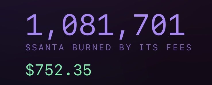 CoalBurnSanta's tweet photo. 1,081,701 $SANTA BURNED BY ITS FEES 🔥 https://t.co/22jehXjB1Z