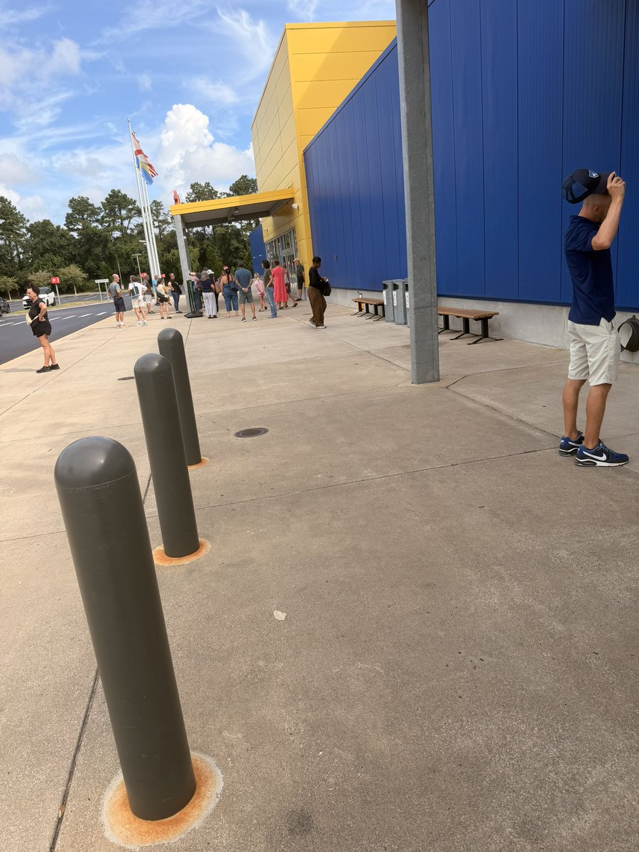 fatstevebuscemi's tweet photo. Ikea, 11:02am. doors not yet opened. guy next to me says “so we don’t care about RULES? what’s next? LAWS?” https://t.co/K3rfaRvTuo