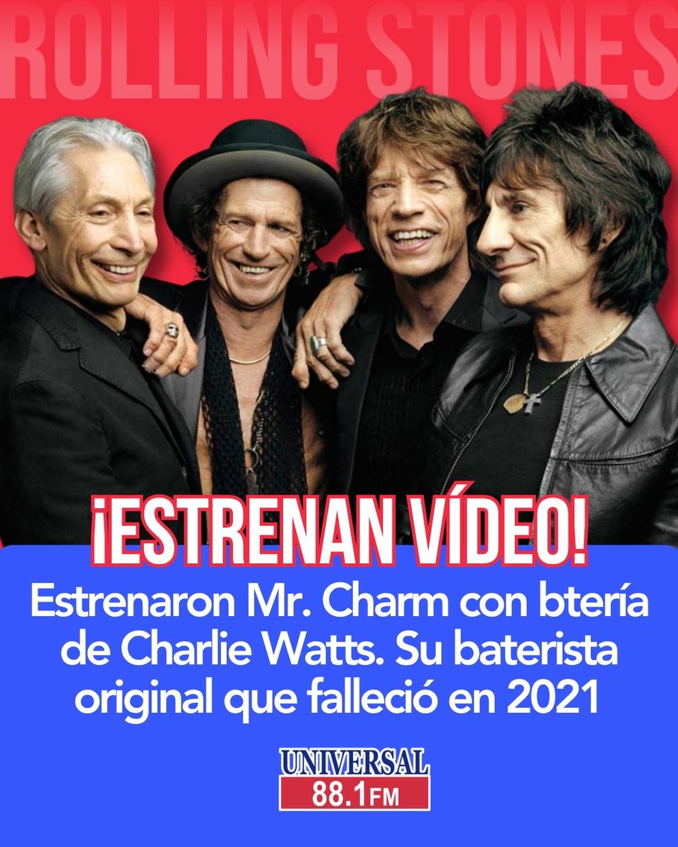 universal881fm's tweet photo. #DestacadasUniversal The Rolling Stones estrenó el videoclip de “Mr. Charm”, uno de los temas de Foreign Tongues, con Alexander Skarsgård como protagonista.
Checa toda la info aquí 👉 https://t.co/1SE3HCfpH9
#TheRollingStones #CharlieWatts #MrCharm #MickJagger https://t.co/ULT1LKFqMv