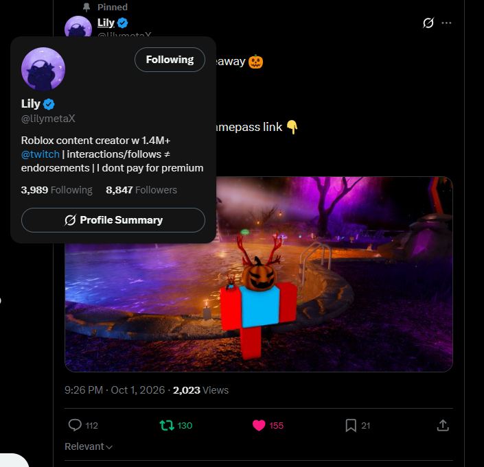 morteamori's tweet photo. @lilymetaX Morteamori ❞❞ | Play on Roblox https://t.co/gxTIcOv3Hr