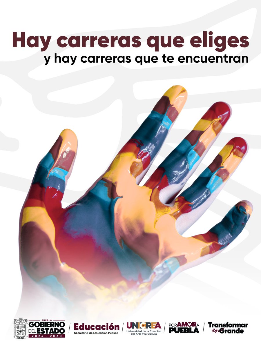 UNICREAPue's tweet photo. 🖼Sí el arte, la cultura, las historias y la creatividad siempre han sido lo tuyo, probablemente ya sabes que estudias con nosotros. En el @Gob_Puebla impulsamos una educación basada en la creatividad, la cultura y el arte.

#PorAmorAPuebla #TransformarEnGrande #SomosUNICREA https://t.co/ptlbmNVvUE