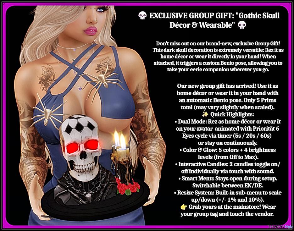 TeleportHub's tweet photo. Gothic Skull Decor &amp; Wearable October 2026 Group Gift by Sunora - Teleport Hub - Second Life Freebies - #secondlife #freebies #slfreebies #teleporthub #slnews

https://t.co/jtUKlOlPmK https://t.co/kcjYJf9ZVk