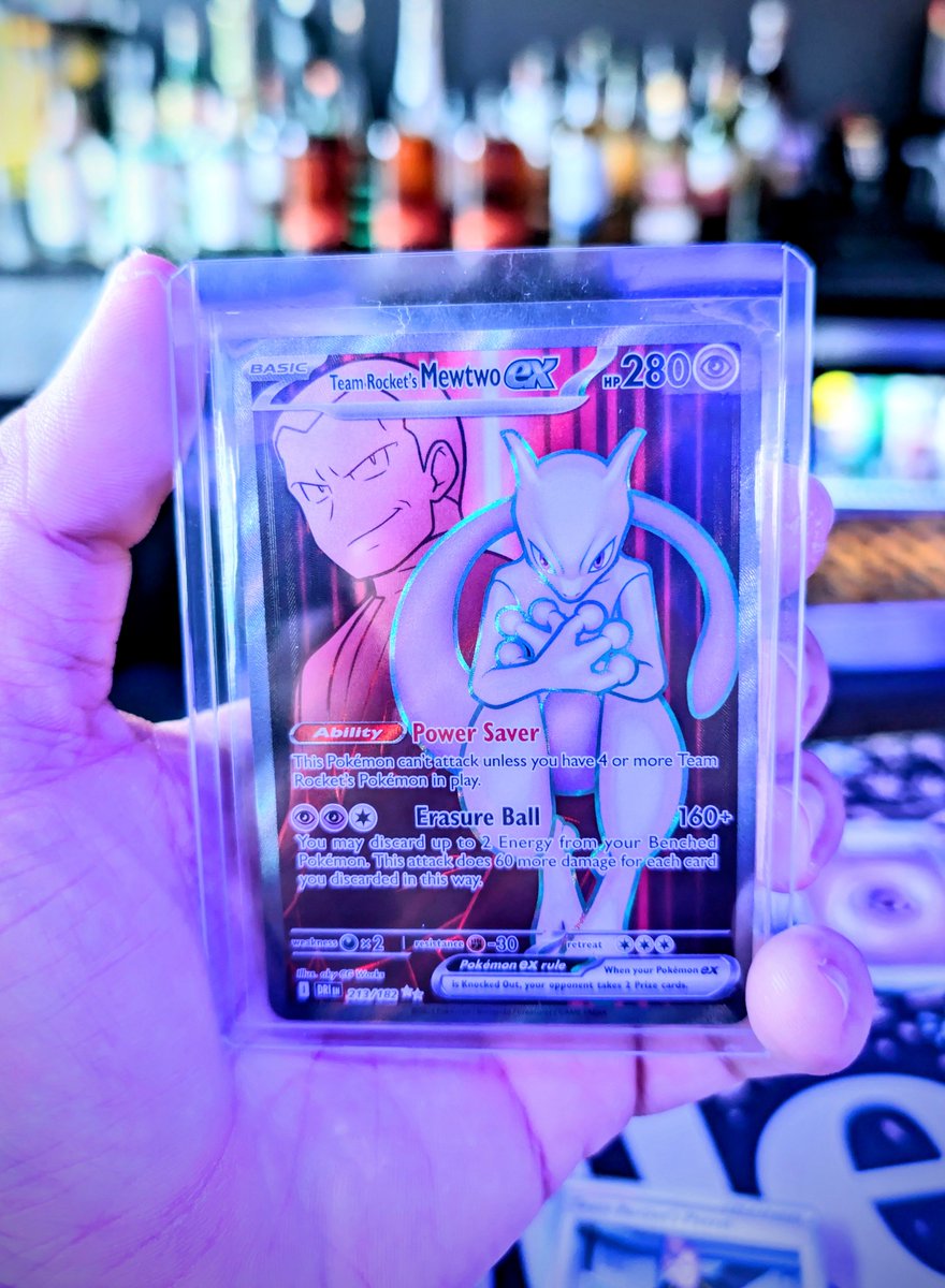 xanderzaps's tweet photo. For my birthday the other day I pulled Team Rocket's Mewtwo ex from a Destined Rivals pack! Such a badass Pokémon. https://t.co/g6NNF6dJ9P