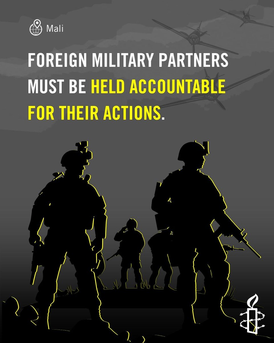 AmnestyWARO's tweet photo. People have the right to know under what framework foreign military partners present in Mali are operating. 

We are calling for the establishment of an independent accountability mechanism to investigate violations of human rights and international humanitarian law.  

Learn more: https://t.co/RIOH5dDNNg 

#Mali #HumanRights #ProtectCiviliansInMali #MaliNoOneIsSpared