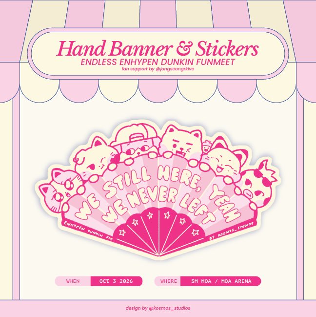 jongseongrkive's tweet photo. ★ Hand Banner &amp; Sticker Set ★ 
  ╰  fan support by @jongseongrkive 

⊹ oct 3 • moa arena
⊹ 1:1 ratio (limited qty)

#DunkinPH_ENDLESS #ENDLESSFunMeet #ENHYPEN https://t.co/flVTgRsVNe