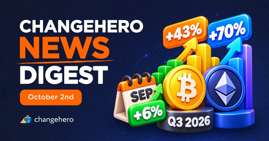 Changehero_io's tweet photo. ➡️ bitcoin:native closed September up 6%, and over the third quarter it gained almost 43% while $ETH put on 70%

➡️ ethereum:0x4a220e6096b25eadb88358cb44068a3248254675 rose 178% in a week, from $90 to over $300, after The Clearing House, owned by the 25 largest US banks, picked Quant for its tokenized bank deposit network

➡️ monad:native is preparing to launch a new privacy-focused product

➡️ $SHIB posted its best monthly return of 2026, closing the strongest month of its year after a run of rallies