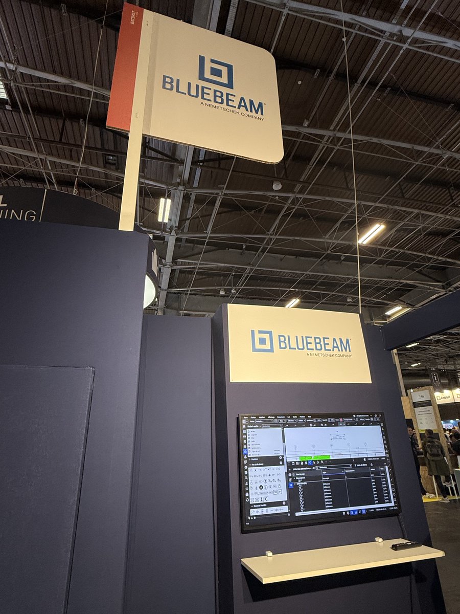 Bluebeam's tweet photo. That's a wrap on #Batimat2026 Paris.

Four days, lots of demos and plenty of good questions from the people who design and build. Thanks to everyone who visited our booth. If you missed us, reach out anytime and we'll set up a demo.

À bientôt, Paris. https://t.co/WOpZQtva1G