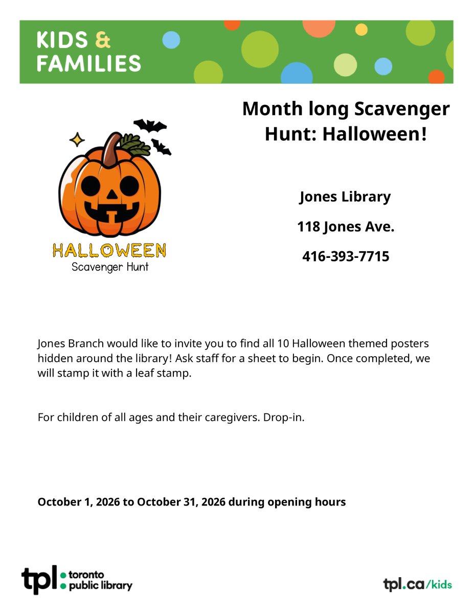 TPLJonesLibrary's tweet photo. Jones Branch has a Halloween themed scavenger hunt all month long! https://t.co/uimVFIqC33