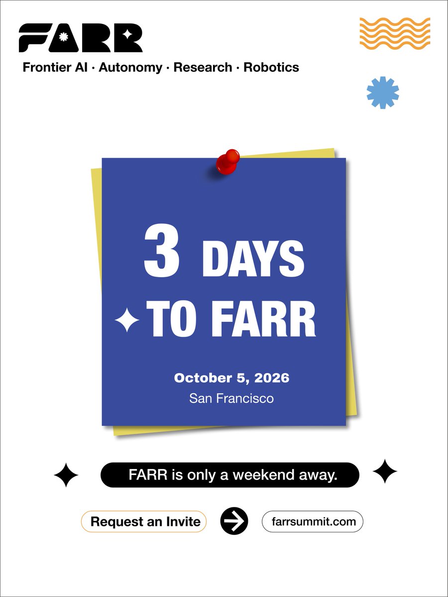 Farrventures's tweet photo. FARR is only a weekend away 🚀  @Techweek_ 
Request an invite 🔗 https://t.co/3q3J2REIUO 
#FARR #FrontierAI #Robotics #SanFrancisco https://t.co/V8MDetIJ7V