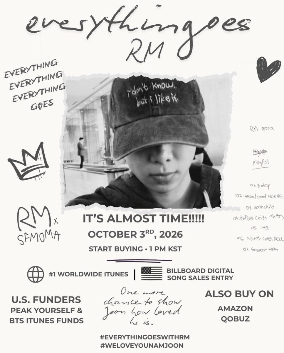 RMMoonchild101's tweet photo. It’s almost time! 

One more chance to show Joon how loved he is.

ARMY, I hope you’ll move with us.

🎵 everythingoes
🗓️October 3rd 
⏰ 1 PM KST

#everythingoesWithRM
#WeLoveYouNamjoon https://t.co/RA6O9cA6vC